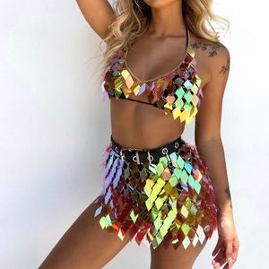 Nakita Two Piece Iridescent Festival Set
